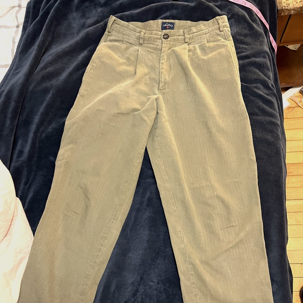 Noah NY Double Pleated Herringbone Trouser Double Pleated Green Men's 30